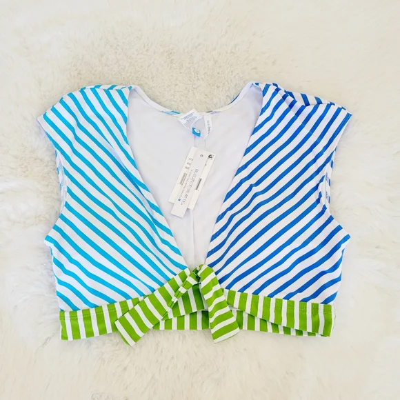 🐠BLEU ROD BEATTIE TIE FRONT CAP SLEEVE BIKINI TOP & FOLDOVER BOTTOMS SIZE 12 - Picture 4 of 9